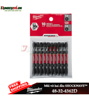 Đầu vặn vít  ngắn (PH3-65mm) Milwaukee 48-32-4362D (bộ 10 mũi)