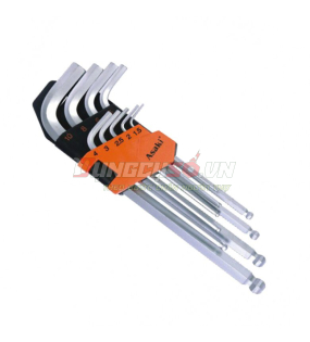 Bộ lục giác bi dài xi mờ 9 chi tiết Asaki AK-0410