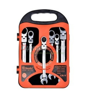 Bộ cờ lê vòng miệng lắc léo tự động Cr-V 7 chi tiết Asaki AK-7734
