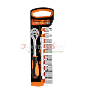 Bộ tuýp 3/8″ 6 cạnh 12 chi tiết xi bóng Cr-V Asaki AK-9815