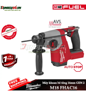 Máy khoan bê tông 16mm Milwaukee GEN 2 M18 FHAC16