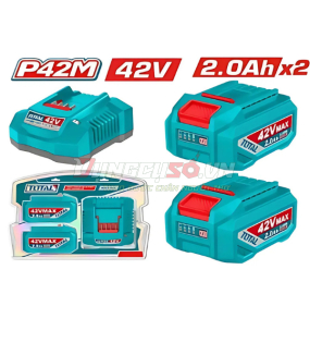 Bộ 2 pin Lithium 42V/2.0Ah và 1 sạc 42V TOTAL TFBCPM20221