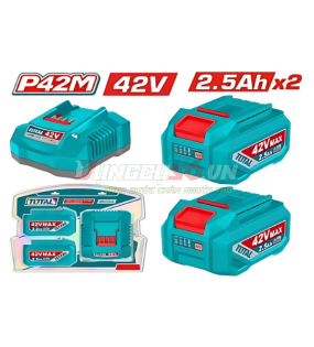 Bộ 2 pin Lithium 42V/2.5Ah và 1 sạc 42V TOTAL TFBCPM25221