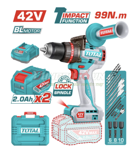 Máy khoan búa không chổi than dùng pin TOTAL TIDLI429982 (42V)