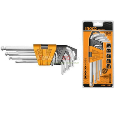 Bộ 9 Chìa Lục Giác Đầu Tròn 1.5-10mm INGCO HHK12092