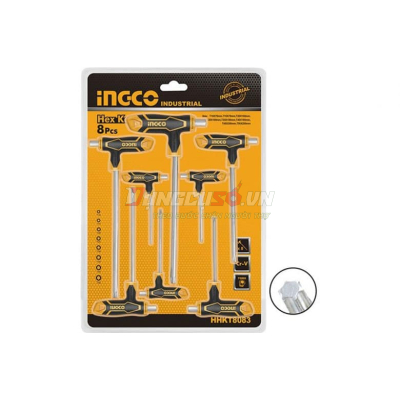Bộ 8 chìa lục giác tay cầm chữ T INGCO HHKT8083
