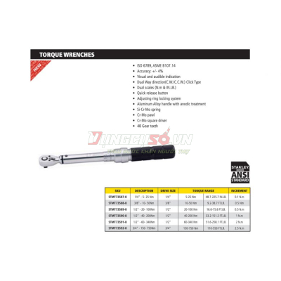 Cần chỉnh lực 1/4″(5-25Nm) Stanley STMT73587-8