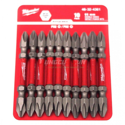 Đầu vặn vít  ngắn (PH2-65mm) Milwaukee 48-32-4361D (bộ 10 mũi)