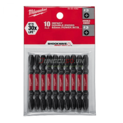 Đầu vặn vít  ngắn (PH3-65mm) Milwaukee 48-32-4362D (bộ 10 mũi)
