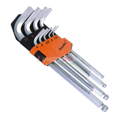 Bộ lục giác bi xi mờ 9 chi tiết Asaki AK-0409