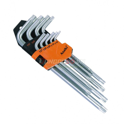 Bộ lục giác bông dài xi mờ 9 chi tiết Asaki AK-0413