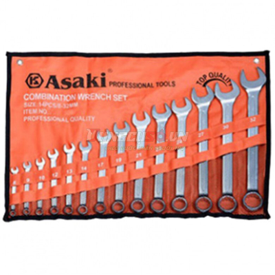 Bộ cờ lê vòng miệng 14 chi tiết xi bóng Asaki AK-6140
