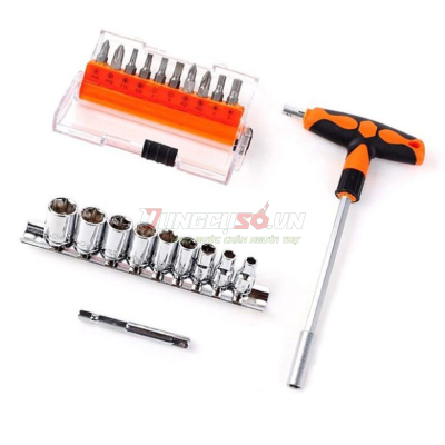 Bộ mũi vít & đầu tuýp & tay vặn chữ T 21 chi tiết Asaki AK-6357
