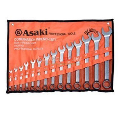 Bộ cờ lê vòng miệng 12 chi tiết xi mờ Asaki AK-7502