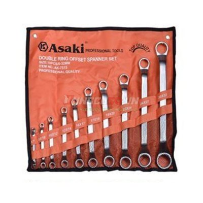 Bộ cờ lê vòng miệng 10 chi tiết xi mờ Asaki AK-7515