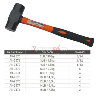 Búa tạ cán nhựa TPR 2LB / 908gr Asaki AK-9570