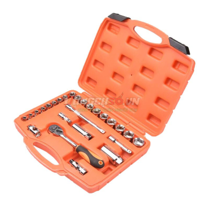 Bộ tuýp 3/8″ 6 cạnh 26 chi tiết xi bóng Cr-V Asaki AK-9756