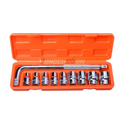 Bộ tuýp 1/2″ 6 cạnh 10 chi tiết xi bóng Cr-V Asaki AK-9766