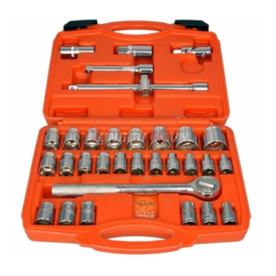 Bộ tuýp 1/2″ 6 và 12 cạnh 32 chi tiết xi bóng Cr-V Asaki AK-9770