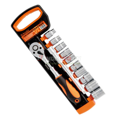 Bộ tuýp 3/8″ 6 cạnh 12 chi tiết xi bóng Cr-V Asaki AK-9815