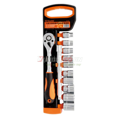 Bộ tuýp 3/8″ 6 cạnh 12 chi tiết xi bóng Cr-V Asaki AK-9815