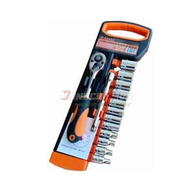 Bộ tuýp 1/4″ 6 cạnh 14 chi tiết xi bóng Cr-V Asaki AK-9818