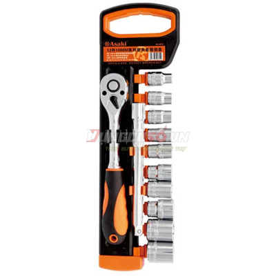 Bộ tuýp 1/4″ 6 cạnh 14 chi tiết xi bóng Cr-V Asaki AK-9818