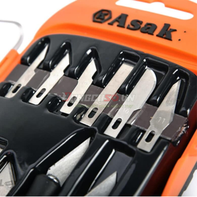 Bộ dao điêu khắc cao cấp 2 cán dao + 12 lưỡi dao 14 chi tiết Asaki AK-3960