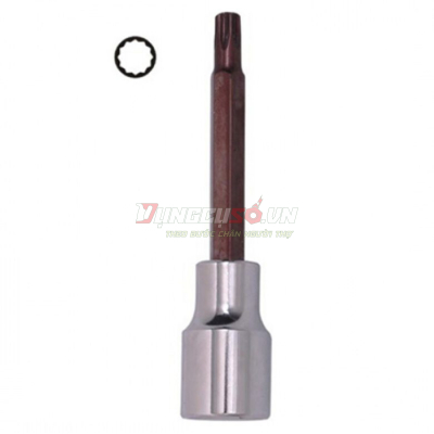 Đầu tuýp gắn mũi bông 12 cạnh dài (thép hợp kim cao cấp S2) M12 x 100mm Asaki AK-7237