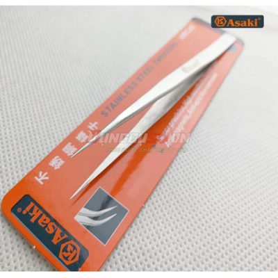 Nhíp inox gắp linh kiện mũi nhọn 135 x 9 x 2mm Asaki AK-9191