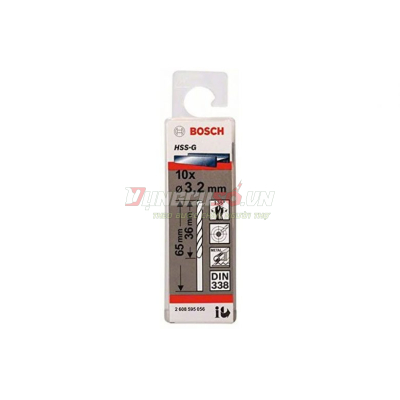 Mũi khoan sắt HSS-G 3.2mm (hộp 10 mũi)