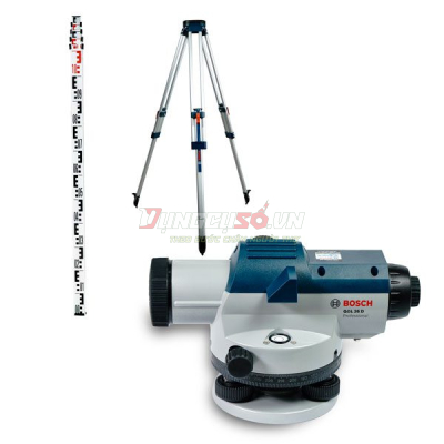 Bộ máy thủy bình GOL 26 D + chân máy  BT 160 + Cây mia GR 500 Bosch GOL 26 D SET - 0615A000PS