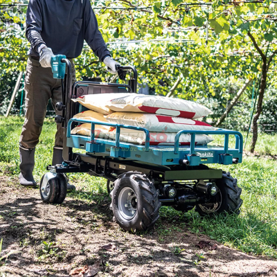 Xe vận chuyển hàng hóa dùng pin, tải 300kg, nâng điện, motor Makita DCU601Z