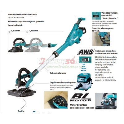 Máy chà nhám tường dùng pin 18V Makita DSL801Z