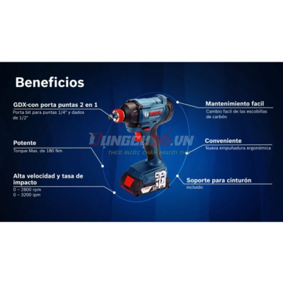 Máy siết bu lông dùng pin 18V Bosch GDX 180-LI - 06019G52L0