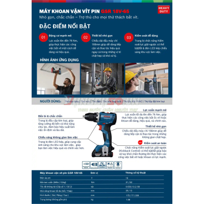 Máy khoan vặn vít pin GSR 18V-65