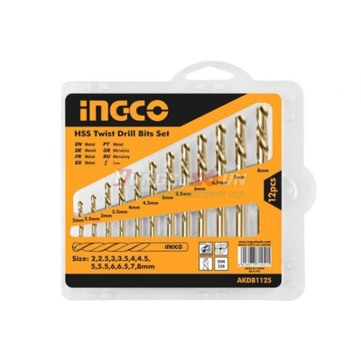 Bộ 12 mũi khoan kim loại Hss INGCO AKDB1125
