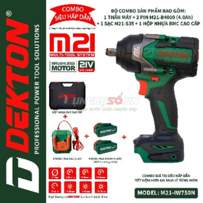 Máy siết bu lông 12.7mm pin 21V 750N.m Dekton M21-IW750N