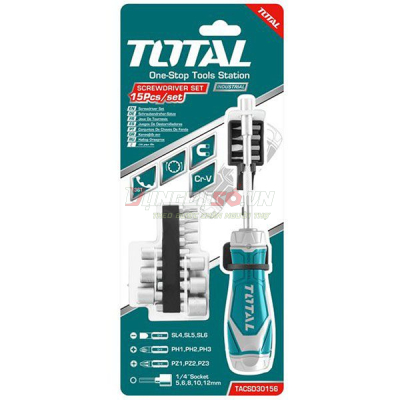 Bộ tua vít 15 chi tiết Total TACSD30156