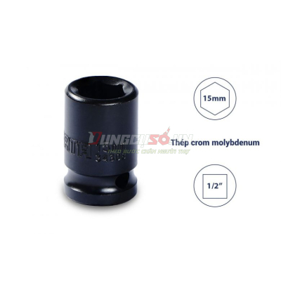 Đầu tuýp đen 6 cạnh 1/2in – 15mm Sata 34308
