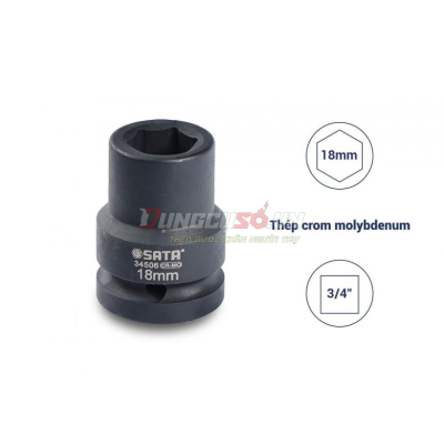 Đầu tuýp đen 6 cạnh 3/4in – 18mm Sata 34506