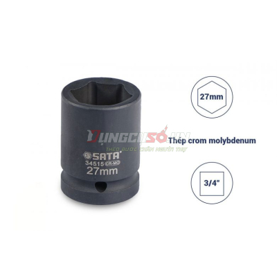Đầu tuýp đen 6 cạnh 3/4in – 27mm Sata 34515