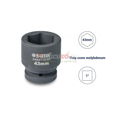 Đầu tuýp đen 6 cạnh 1in – 43mm Sata 34831