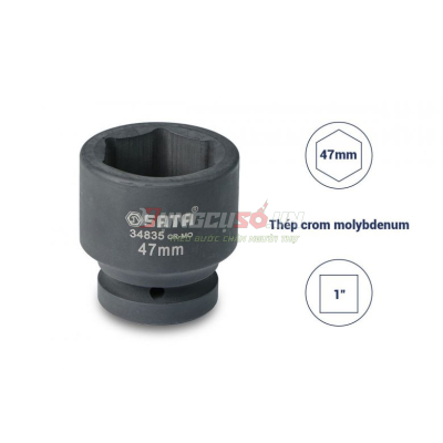Đầu tuýp đen 6 cạnh 1in – 47mm Sata 34835