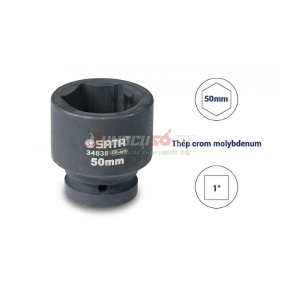 Đầu tuýp đen 6 cạnh 1in – 50mm Sata 34838
