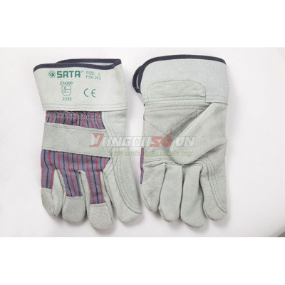 Găng tay da bò công nghiệp 2 lớp Sata FS0101
