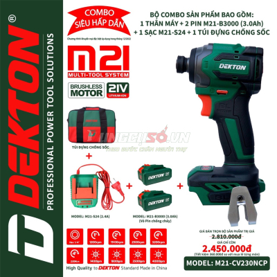 Máy bắn vít dùng pin Dekton M21-CV230NCP (Chưa pin và sạc)