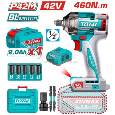 Máy siết bu lông không chổi than dùng pin TOTAL TIWLI42461 (42V)