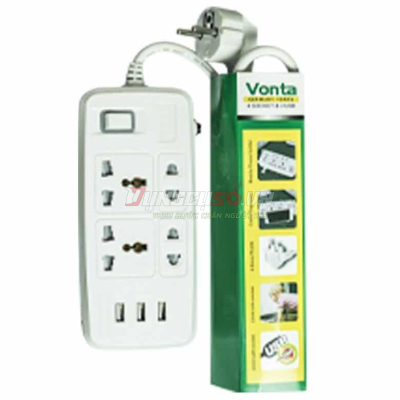 Ổ cắm điện 4 ổ cắm và 3 cổng USB Vonta VOCKD-USB-T2