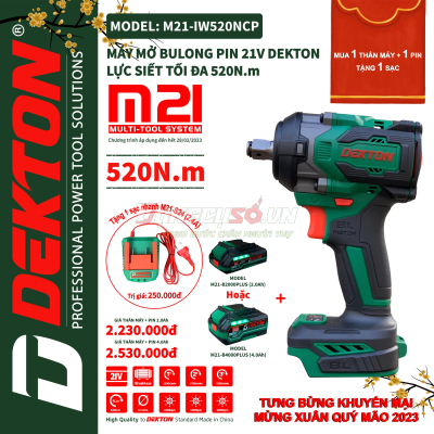 Máy siết bu lông pin 520nm Dekton M21-IW520NCP (Chưa Pin và Sạc)